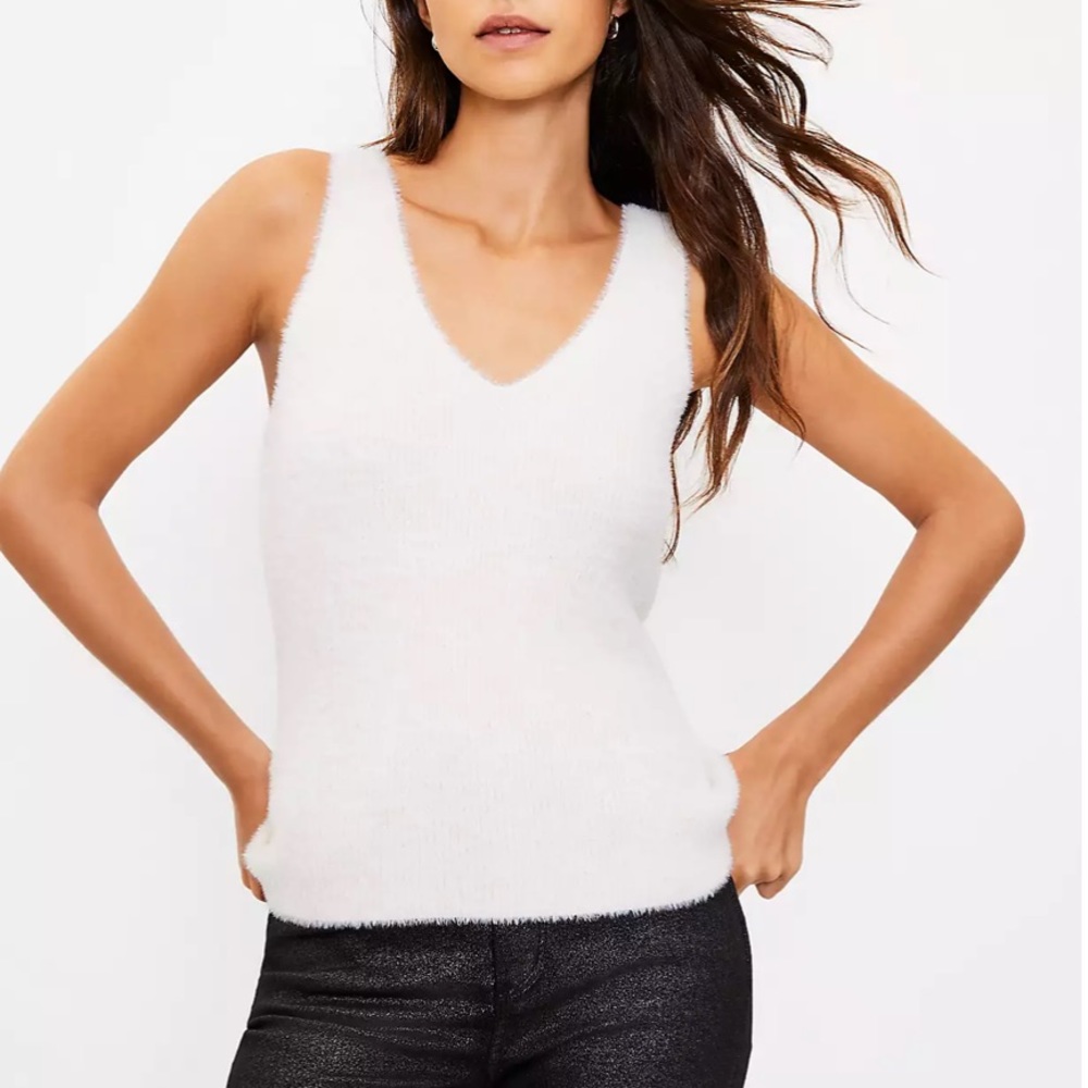 LOFT Shimmer Fuzzy Sweater Tank